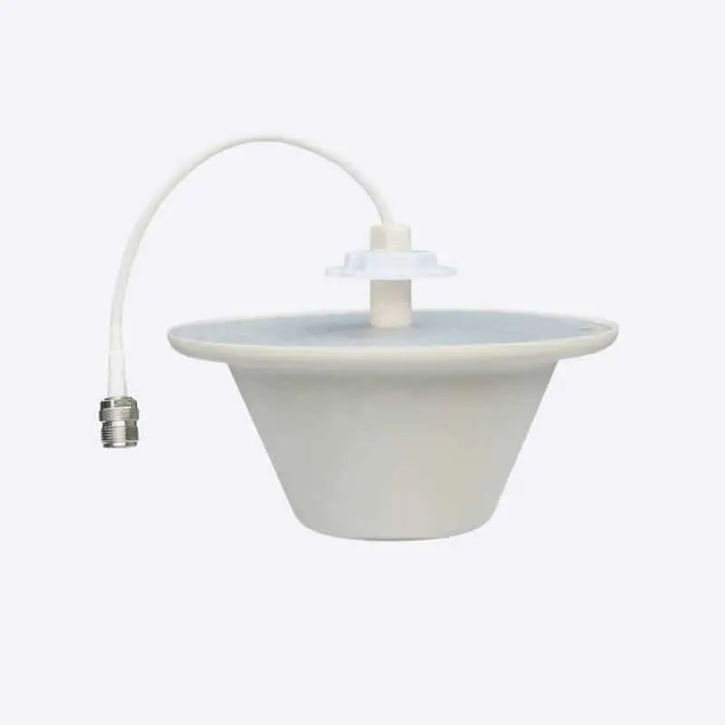 Dome antenna is place vertically on the transparent ground